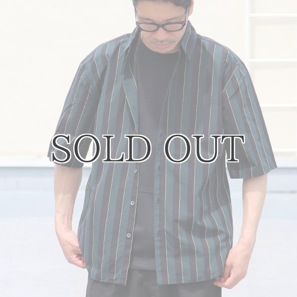 画像6: タイプライターレジメンタルストライプ ルーズフィット  裏前立て レギュラーカラー ハーフスリーブシャツ 【MADE IN JAPAN】『日本製』/ Upscape Audience (6)