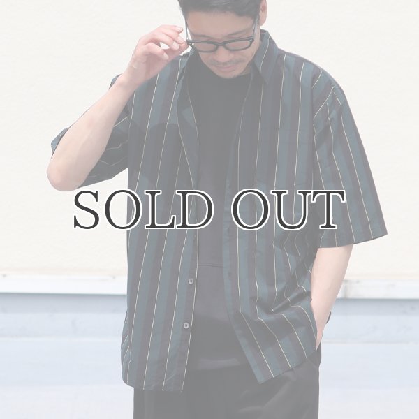 画像9: タイプライターレジメンタルストライプ ルーズフィット  裏前立て レギュラーカラー ハーフスリーブシャツ 【MADE IN JAPAN】『日本製』/ Upscape Audience (9)