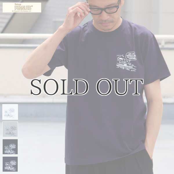 画像1: Old Snoopy "Schulz-Riding" 7.1oz米綿丸胴オールドプリントクルーネックT / Audience (1)