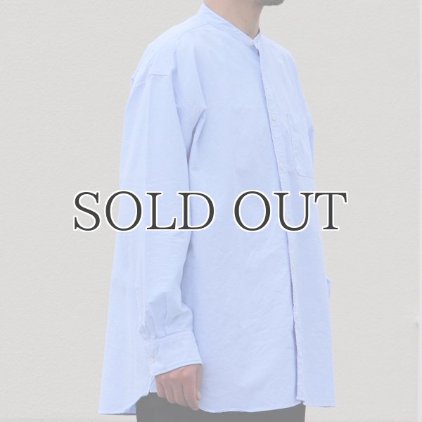 画像17: 播州織オックスフォードシャンブレー バンドカラー 長袖 ボクシーAラインシャツ【MADE IN JAPAN】『日本製』/ Upscape Audience (17)