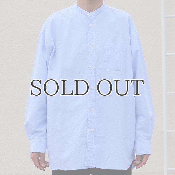 画像13: 播州織オックスフォードシャンブレー バンドカラー 長袖 ボクシーAラインシャツ【MADE IN JAPAN】『日本製』/ Upscape Audience (13)