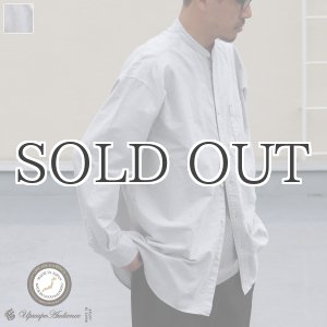 画像: 播州織オックスフォードシャンブレー バンドカラー 長袖 ボクシーAラインシャツ【MADE IN JAPAN】『日本製』/ Upscape Audience