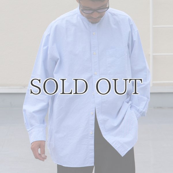 画像5: 播州織オックスフォードシャンブレー バンドカラー 長袖 ボクシーAラインシャツ【MADE IN JAPAN】『日本製』/ Upscape Audience (5)