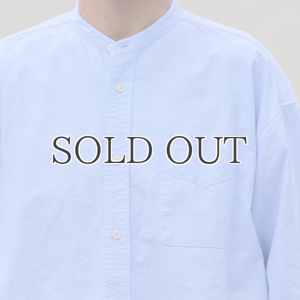 画像18: 播州織オックスフォードシャンブレー バンドカラー 長袖 ボクシーAラインシャツ【MADE IN JAPAN】『日本製』/ Upscape Audience (18)