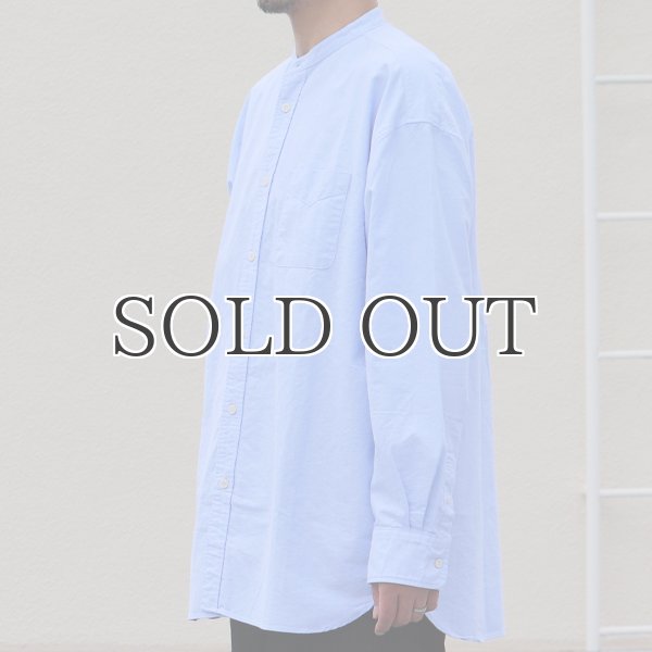 画像14: 播州織オックスフォードシャンブレー バンドカラー 長袖 ボクシーAラインシャツ【MADE IN JAPAN】『日本製』/ Upscape Audience (14)