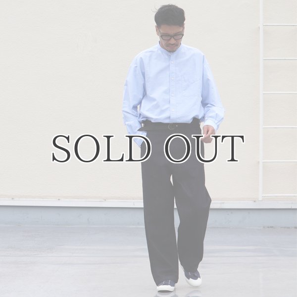 画像12: 播州織オックスフォードシャンブレー バンドカラー 長袖 ボクシーAラインシャツ【MADE IN JAPAN】『日本製』/ Upscape Audience (12)