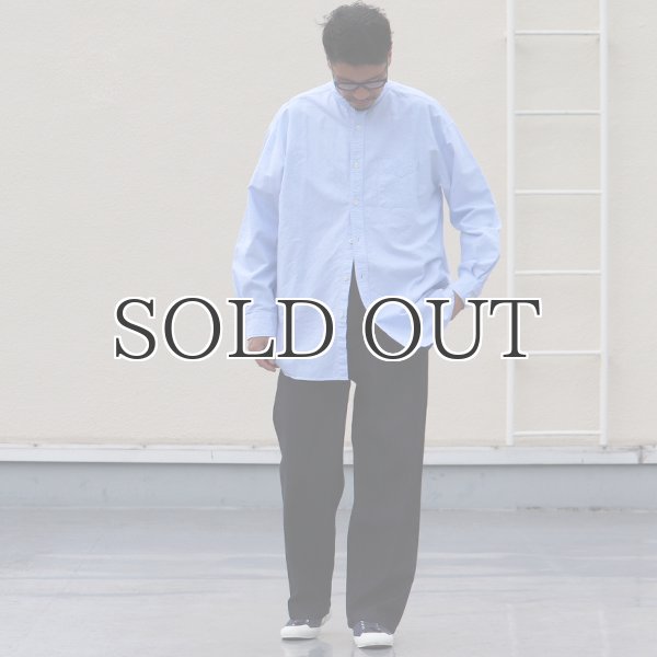 画像7: 播州織オックスフォードシャンブレー バンドカラー 長袖 ボクシーAラインシャツ【MADE IN JAPAN】『日本製』/ Upscape Audience (7)