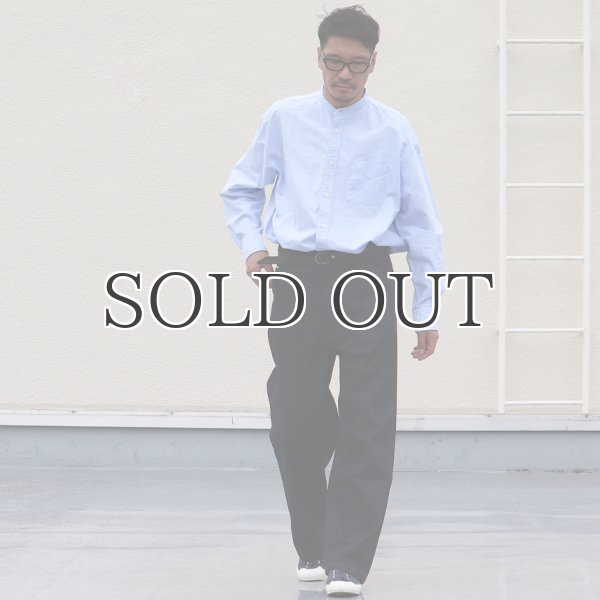 画像11: 播州織オックスフォードシャンブレー バンドカラー 長袖 ボクシーAラインシャツ【MADE IN JAPAN】『日本製』/ Upscape Audience (11)