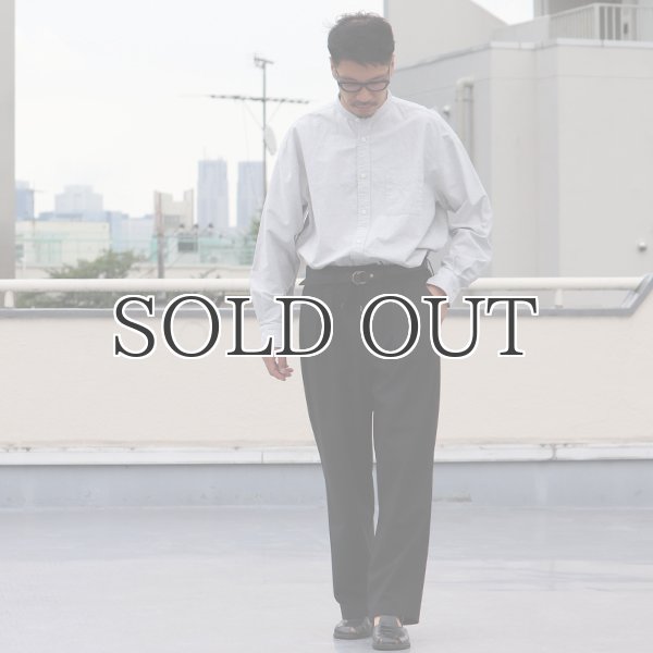 画像9: 播州織オックスフォードシャンブレー バンドカラー 長袖 ボクシーAラインシャツ【MADE IN JAPAN】『日本製』/ Upscape Audience (9)