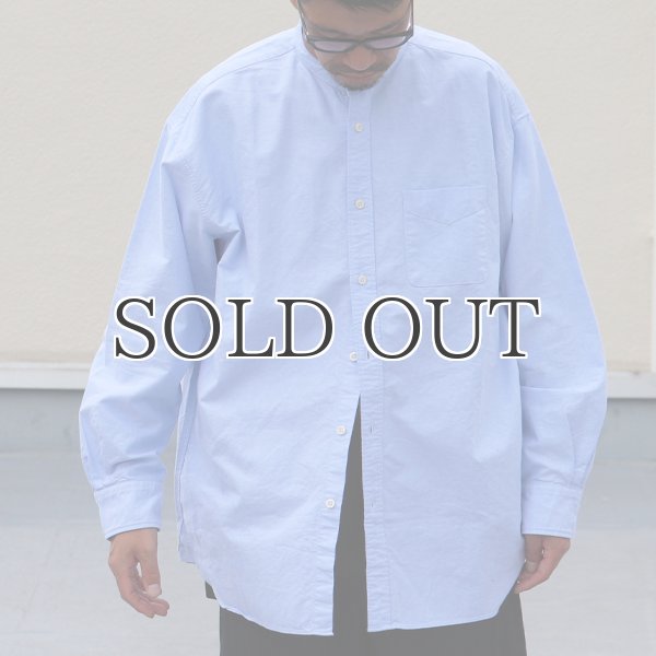 画像6: 播州織オックスフォードシャンブレー バンドカラー 長袖 ボクシーAラインシャツ【MADE IN JAPAN】『日本製』/ Upscape Audience (6)