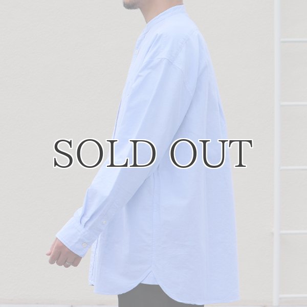 画像15: 播州織オックスフォードシャンブレー バンドカラー 長袖 ボクシーAラインシャツ【MADE IN JAPAN】『日本製』/ Upscape Audience (15)