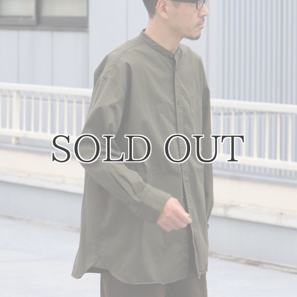 画像6: 遠州織7オンス チノクロス バンドカラー 長袖 ボクシーAライン シャツ【MADE IN JAPAN】『日本製』/ Upscape Audience (6)