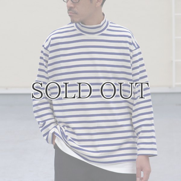 画像3: Basque10オンス(バスク天竺)フレンチボーダー モックネック ボクシー Tee【MADE IN JAPAN】『日本製』/ Upscape Audience (3)