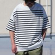 画像4: 「尾州」12オンス パネルボーダー ボートネック ハーフスリーブ ボクシーTシャツ【MADE IN JAPAN】『日本製』/ Upscape Audience (4)