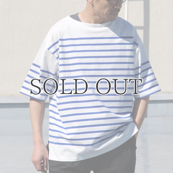 画像6: 「尾州」12オンス パネルボーダー ボートネック ハーフスリーブ ボクシーTシャツ【MADE IN JAPAN】『日本製』/ Upscape Audience (6)