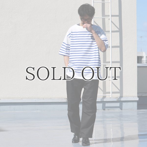 画像10: 「尾州」12オンス パネルボーダー ボートネック ハーフスリーブ ボクシーTシャツ【MADE IN JAPAN】『日本製』/ Upscape Audience (10)