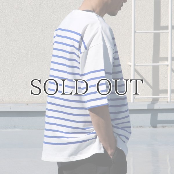画像7: 「尾州」12オンス パネルボーダー ボートネック ハーフスリーブ ボクシーTシャツ【MADE IN JAPAN】『日本製』/ Upscape Audience (7)