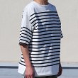 画像14: 「尾州」12オンス パネルボーダー ボートネック ハーフスリーブ ボクシーTシャツ【MADE IN JAPAN】『日本製』/ Upscape Audience (14)