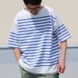 画像3: 「尾州」12オンス パネルボーダー ボートネック ハーフスリーブ ボクシーTシャツ【MADE IN JAPAN】『日本製』/ Upscape Audience (3)