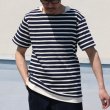 画像4: 【RE PRICE/価格改定】Basque 10オンス ( バスク天竺 )無地＆ボーダーボートネックレイヤード半袖カットソー【MADE IN JAPAN】『日本製』/ Upscape Audience (4)