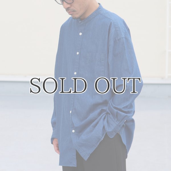 画像9: 「備中備後」 6オンス デニム バンドカラー ボクシーAライン 長袖シャツ【MADE IN JAPAN】『日本製』/ Upscape Audience (9)