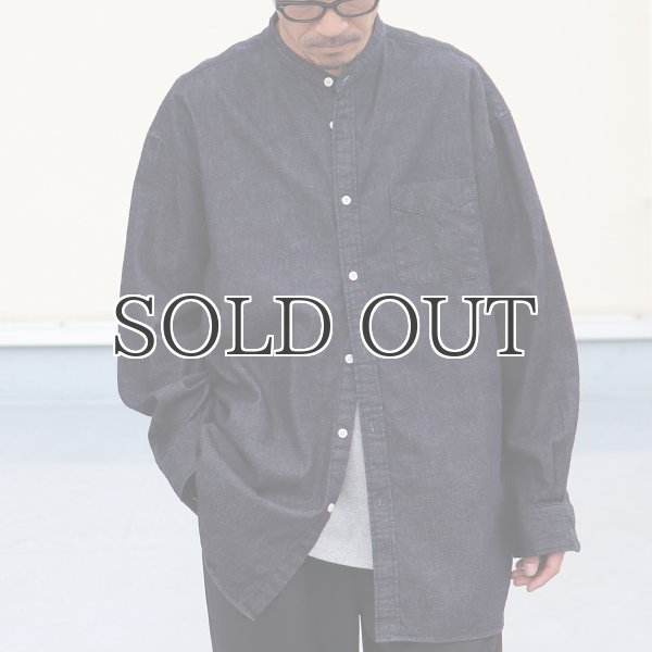 画像11: 「備中備後」 6オンス デニム バンドカラー ボクシーAライン 長袖シャツ【MADE IN JAPAN】『日本製』/ Upscape Audience (11)