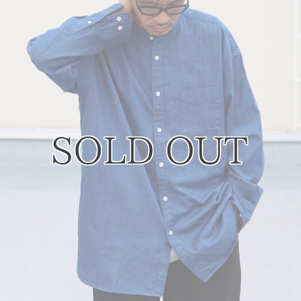 画像8: 「備中備後」 6オンス デニム バンドカラー ボクシーAライン 長袖シャツ【MADE IN JAPAN】『日本製』/ Upscape Audience (8)