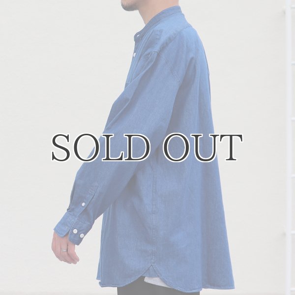 画像16: 「備中備後」 6オンス デニム バンドカラー ボクシーAライン 長袖シャツ【MADE IN JAPAN】『日本製』/ Upscape Audience (16)