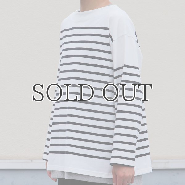 画像10: 「尾州」12オンス パネルボーダー ボートネック ボクシーTシャツ【MADE IN JAPAN】『日本製』/ Upscape Audience (10)