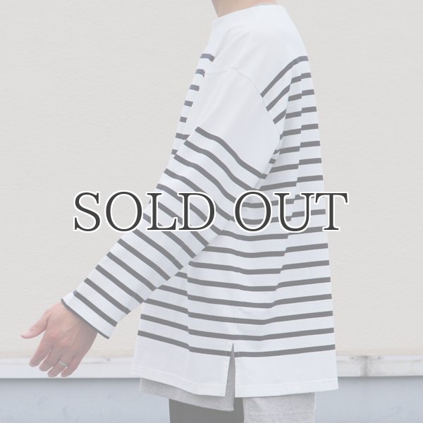 画像11: 「尾州」12オンス パネルボーダー ボートネック ボクシーTシャツ【MADE IN JAPAN】『日本製』/ Upscape Audience (11)