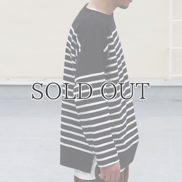 画像5: 「尾州」12オンス パネルボーダー ボートネック ボクシーTシャツ【MADE IN JAPAN】『日本製』/ Upscape Audience (5)