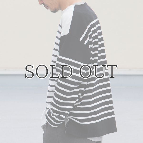 画像5: 「尾州」12オンス パネルボーダー ボートネック ボクシーTシャツ【MADE IN JAPAN】『日本製』/ Upscape Audience (5)