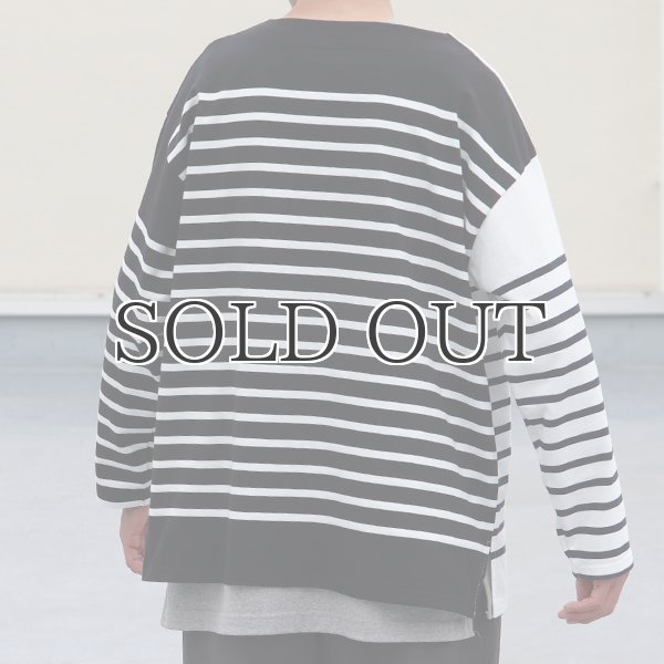 画像6: 「尾州」12オンス パネルボーダー ボートネック ボクシーTシャツ【MADE IN JAPAN】『日本製』/ Upscape Audience (6)