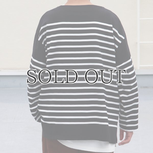 画像6: 「尾州」12オンス パネルボーダー ボートネック ボクシーTシャツ【MADE IN JAPAN】『日本製』/ Upscape Audience (6)