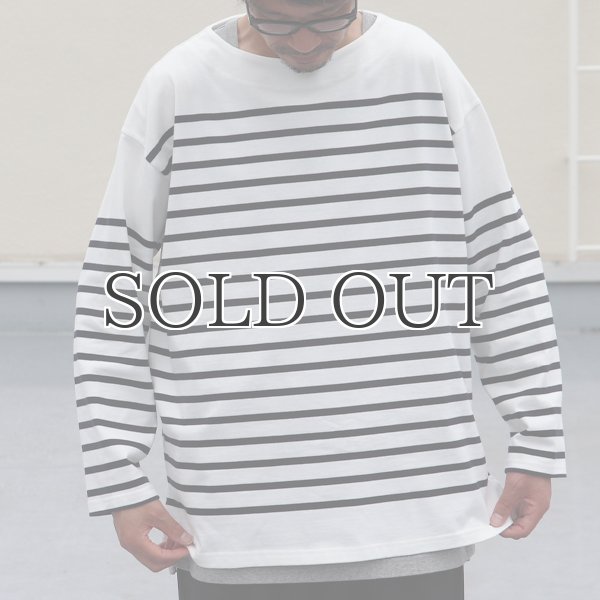 画像2: 「尾州」12オンス パネルボーダー ボートネック ボクシーTシャツ【MADE IN JAPAN】『日本製』/ Upscape Audience (2)