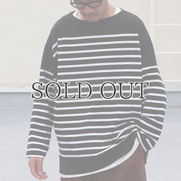 画像3: 「尾州」12オンス パネルボーダー ボートネック ボクシーTシャツ【MADE IN JAPAN】『日本製』/ Upscape Audience (3)