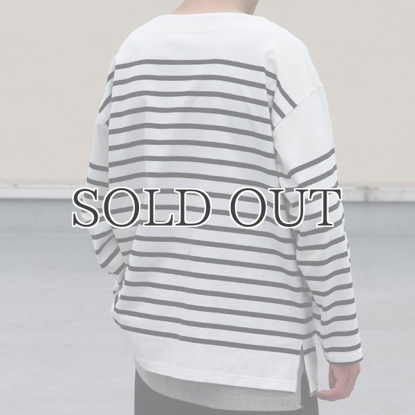 画像6: 「尾州」12オンス パネルボーダー ボートネック ボクシーTシャツ【MADE IN JAPAN】『日本製』/ Upscape Audience (6)