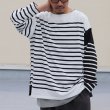 画像4: 「尾州」12オンス パネルボーダー ボートネック ボクシーTシャツ【MADE IN JAPAN】『日本製』/ Upscape Audience (4)