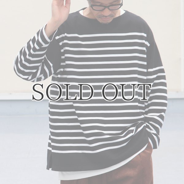 画像4: 「尾州」12オンス パネルボーダー ボートネック ボクシーTシャツ【MADE IN JAPAN】『日本製』/ Upscape Audience (4)