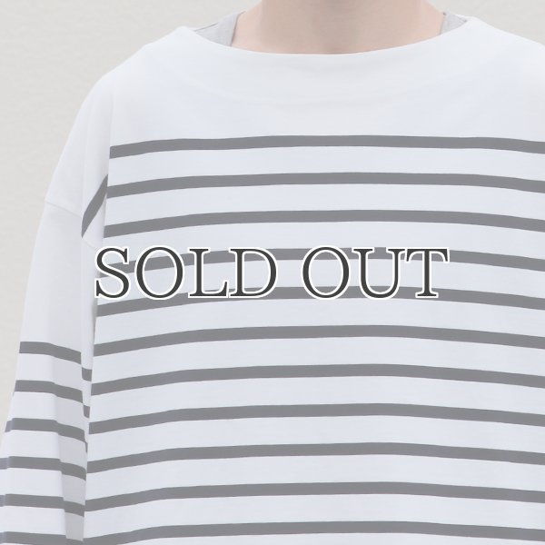 画像14: 「尾州」12オンス パネルボーダー ボートネック ボクシーTシャツ【MADE IN JAPAN】『日本製』/ Upscape Audience (14)