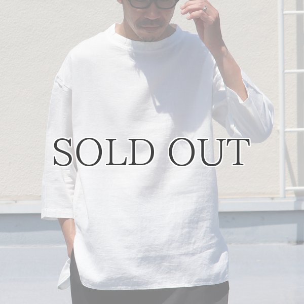 画像3: 綿麻ツイル ボトルネック サドルヘムラウンド7/SビックシャツTEE【MADE IN JAPAN】『日本製』/ Upscape Audience (3)