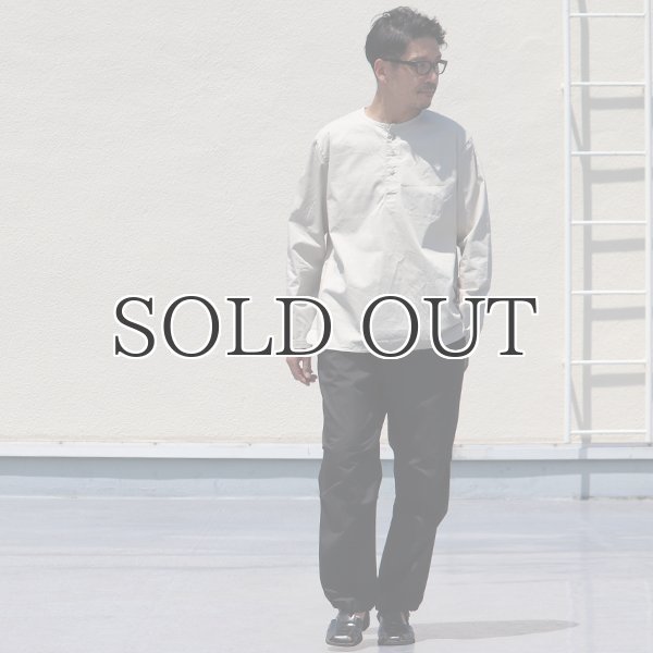 画像6: コットンギャバジンノーカラーP/O コンチョ釦L/SシャツTEE【MADE IN JAPAN】『日本製』/ Upscape Audience (6)