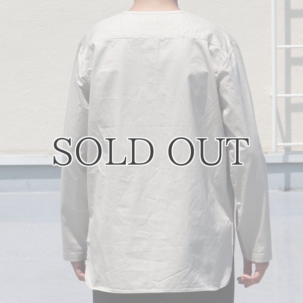 画像5: コットンギャバジンノーカラーP/O コンチョ釦L/SシャツTEE【MADE IN JAPAN】『日本製』/ Upscape Audience (5)