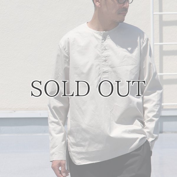 画像7: コットンギャバジンノーカラーP/O コンチョ釦L/SシャツTEE【MADE IN JAPAN】『日本製』/ Upscape Audience (7)