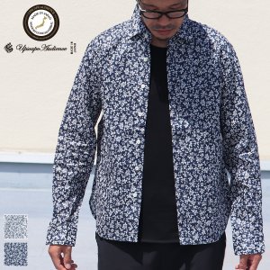 画像: 【RE PRICE / 価格改定】小花柄リネンワイドスプレッドカラーボタンダウン長袖シャツ 【MADE IN JAPAN】『日本製』/ Upscape Audience