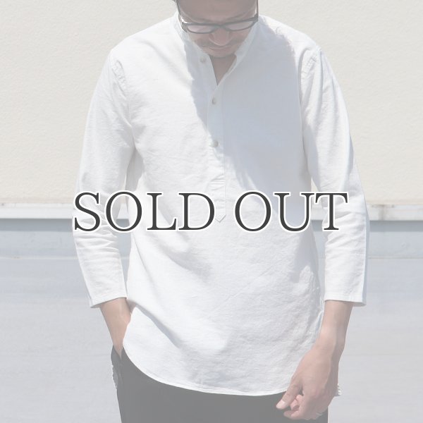 画像4: ソフトリネンキャンバスプルオーバーシャツバンドカラーオーバーサイズ9Sシャツ【MADE IN JAPAN】『日本製』/ Upscape Audience (4)