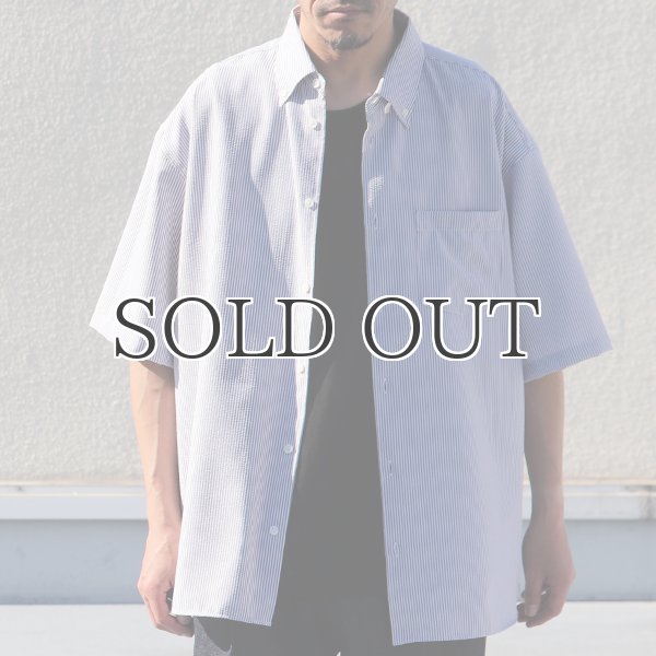 画像14: TECH サッカー ストライプ ボタンダウン ボクシーAライン ハーフスリーブ シャツ【MADE IN JAPAN】『日本製』/ Upscape Audience (14)