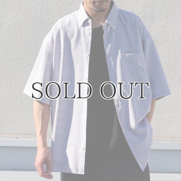 画像3: TECH サッカー ストライプ ボタンダウン ボクシーAライン ハーフスリーブ シャツ【MADE IN JAPAN】『日本製』/ Upscape Audience (3)