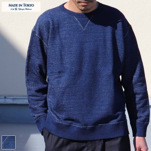 画像: 本藍染裏毛 ガゼットC/N L/S スウェット【MADE IN TOKYO】『東京製』/ Upscape Audience