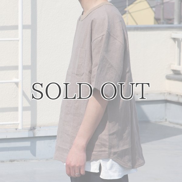 画像5: フレンチリネン グラスポケ付 ヘムラウンド ハーフスリーブ フハクシャツ【MADE IN JAPAN】『日本製』/ Upscape Audience (5)